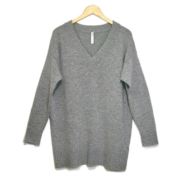 Athleta Wool Cashmere V Neck Long Sleeve Tunic Gray Sweater Cozy Minimalist M - Picture 16 of 16